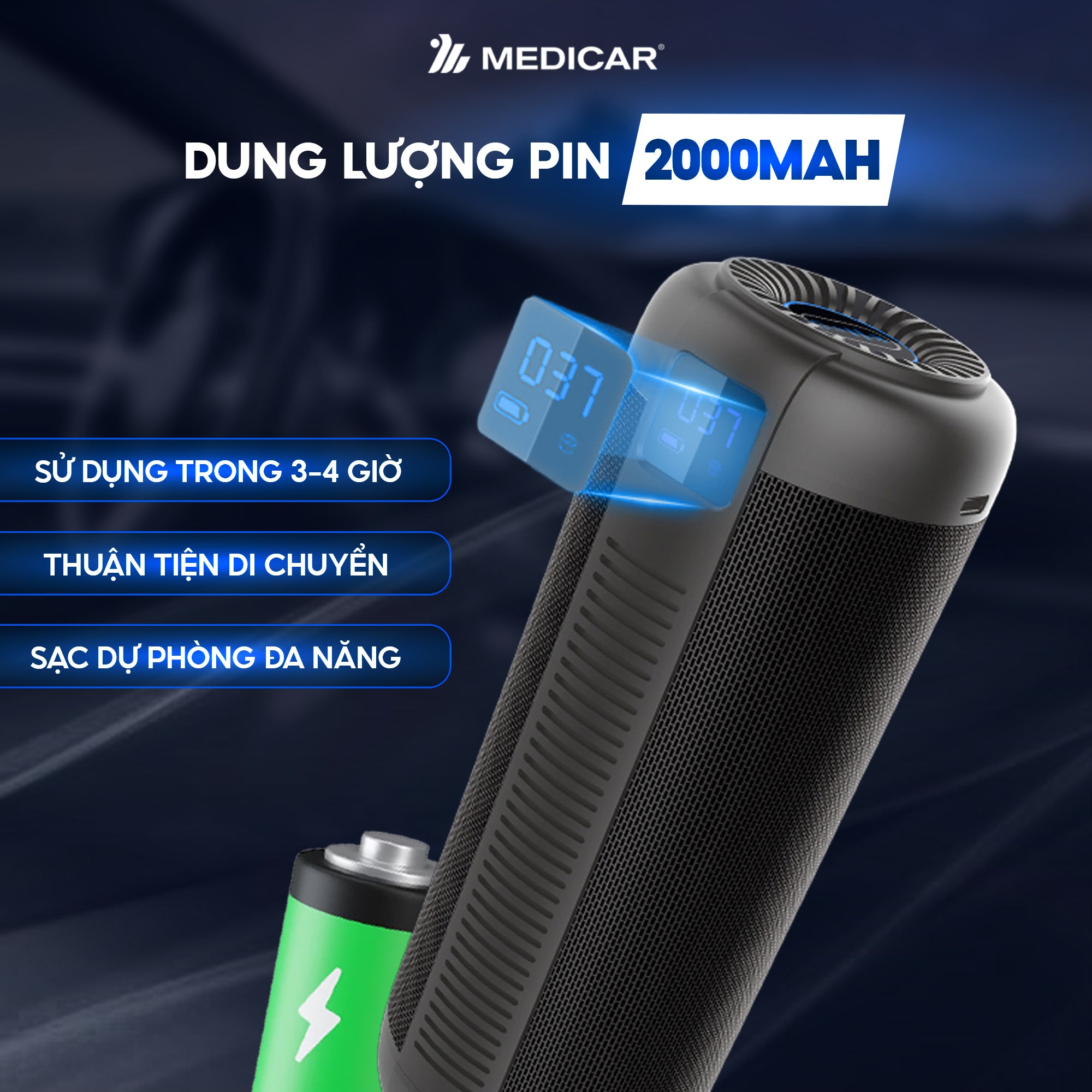 Máy lọc không khí ô tô kết hợp tinh dầu Medicar Pro V2 đa năng 4in1