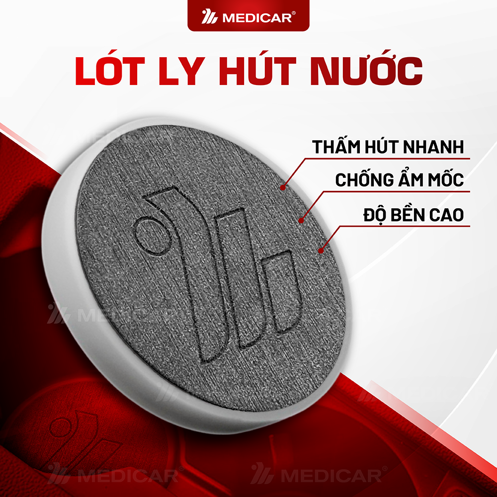 Đế đá lót ly ô tô Medicar siêu thấm nước, chống ẩm mốc & kháng khuẩn