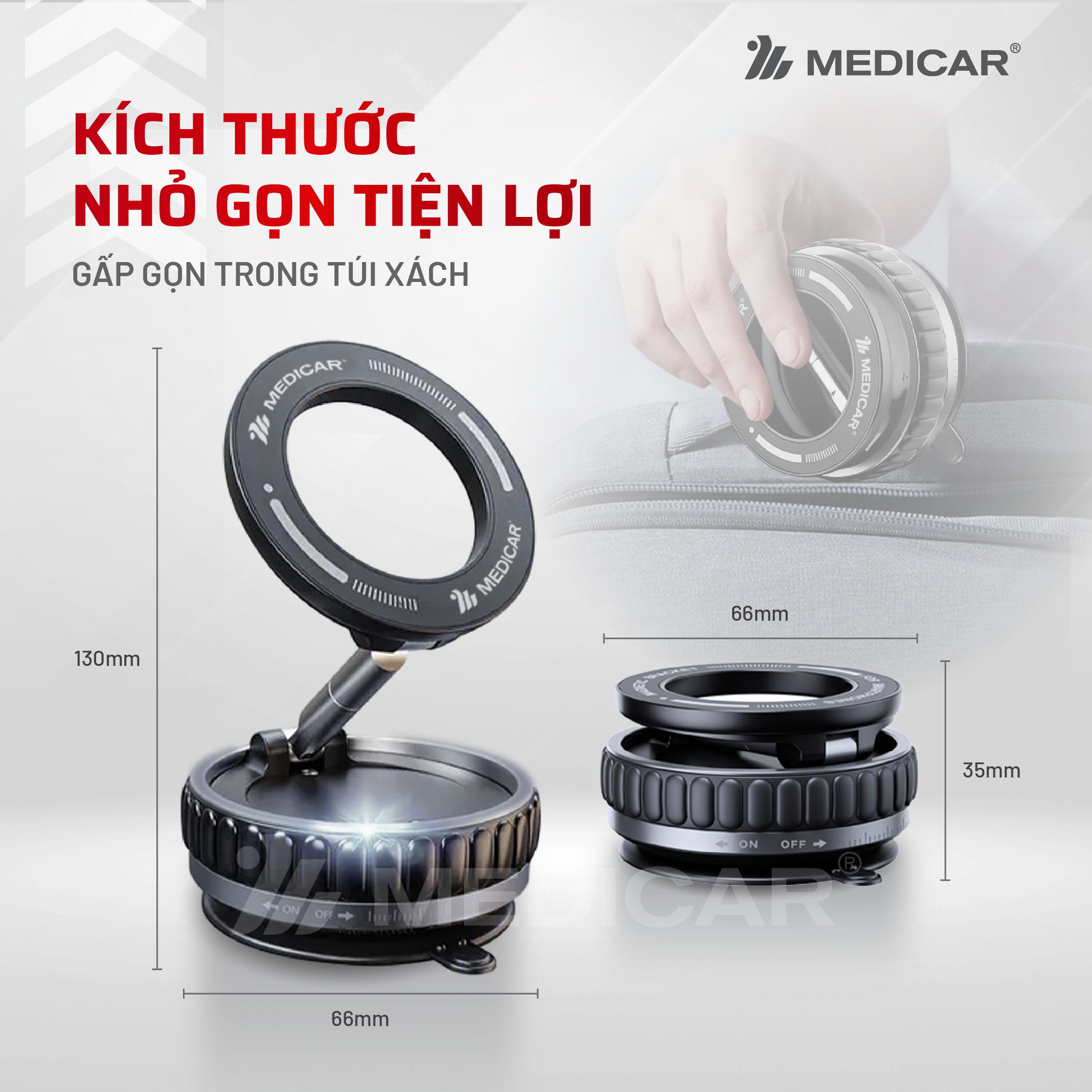 Giá đỡ điện thoại từ tính hút chân không Medicar