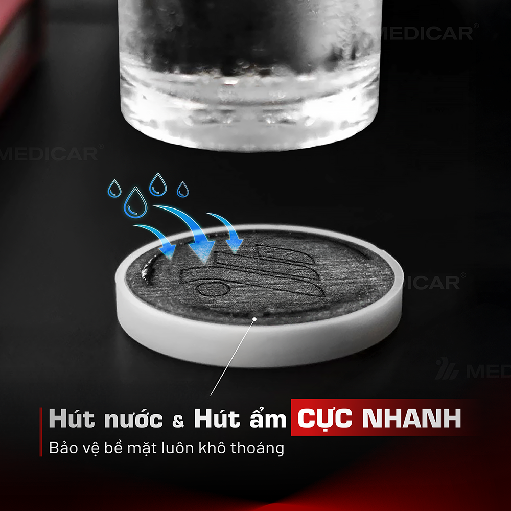 Đế đá lót ly ô tô Medicar siêu thấm nước, chống ẩm mốc & kháng khuẩn