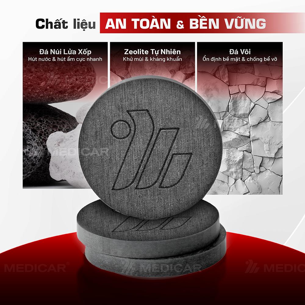 Đế đá lót ly ô tô Medicar siêu thấm nước, chống ẩm mốc & kháng khuẩn