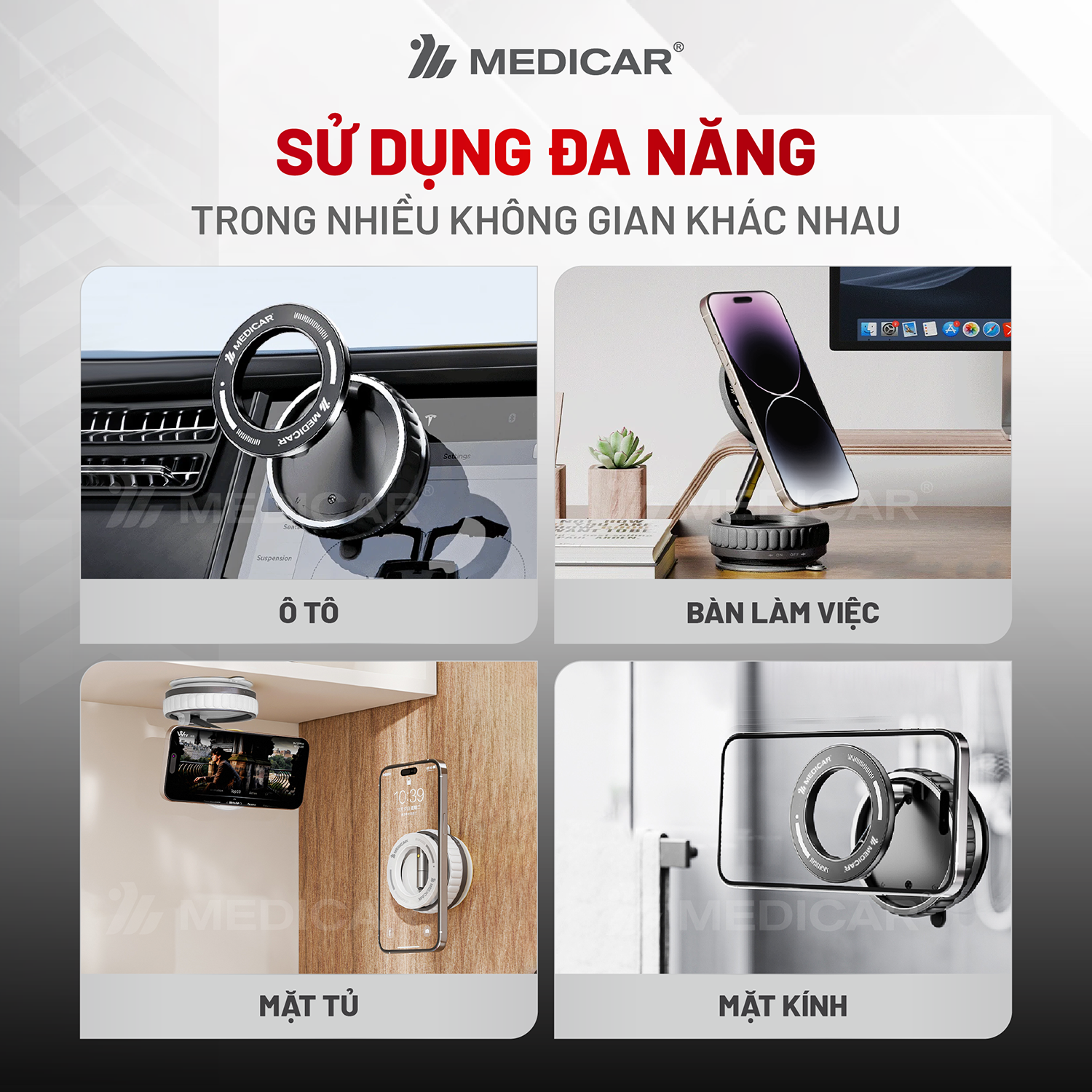 Giá đỡ điện thoại từ tính hút chân không Medicar
