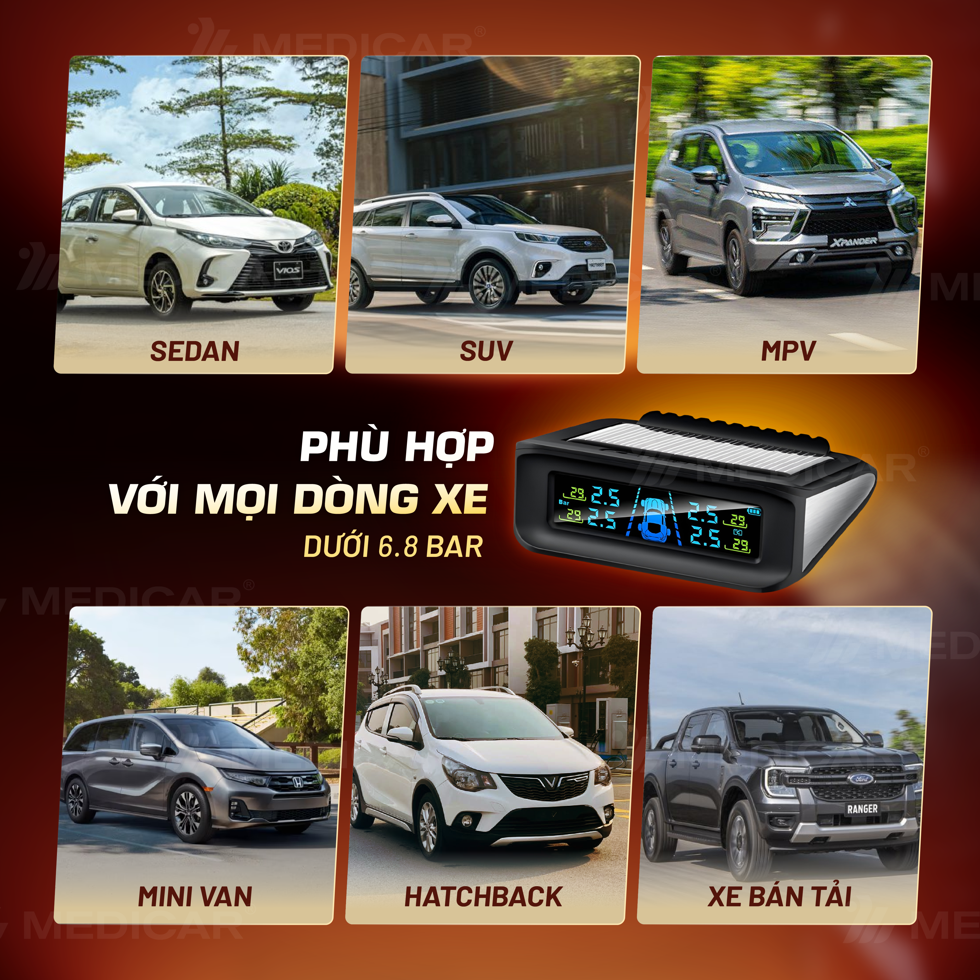 [TPMS] Cảm biến áp suất lốp ô tô thông minh Medicar