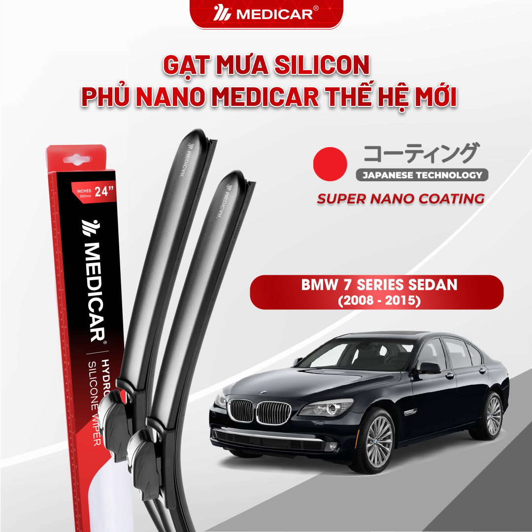 Gạt mưa ô tô Medicar silicon phủ Nano cho xe BMW 7 Series