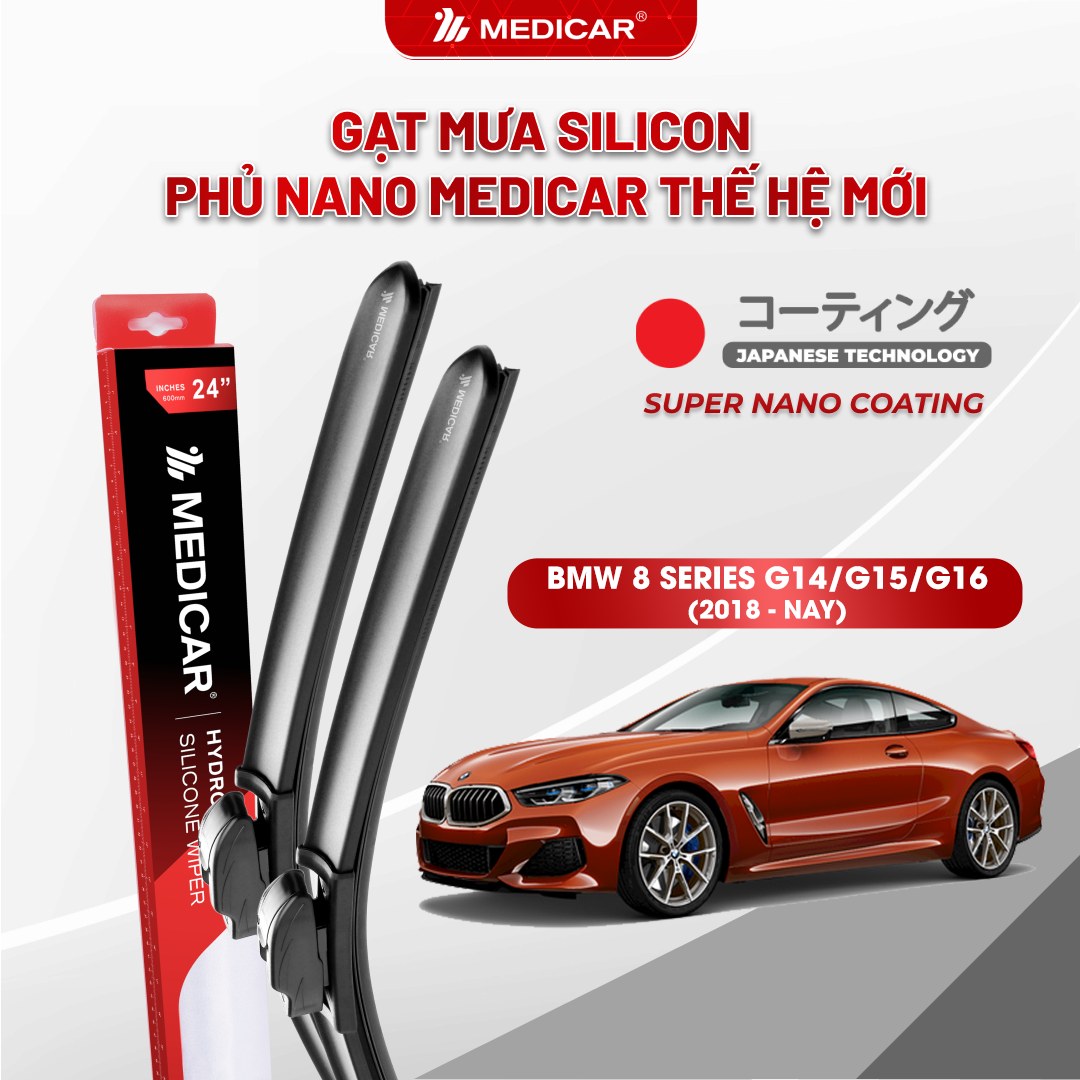 Gạt mưa ô tô Medicar silicon phủ Nano cho xe BMW 8 SERIES G14/G15/G16