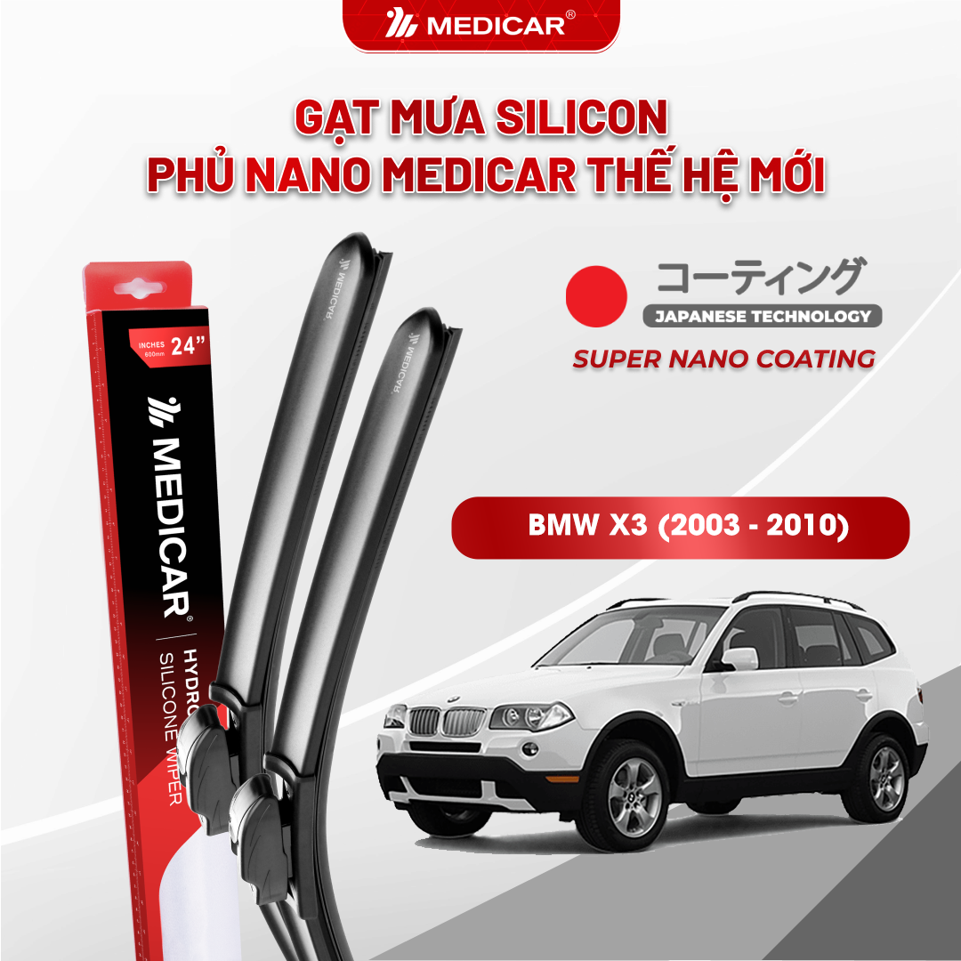 Gạt mưa ô tô Medicar silicon phủ Nano cho xe BMW X3