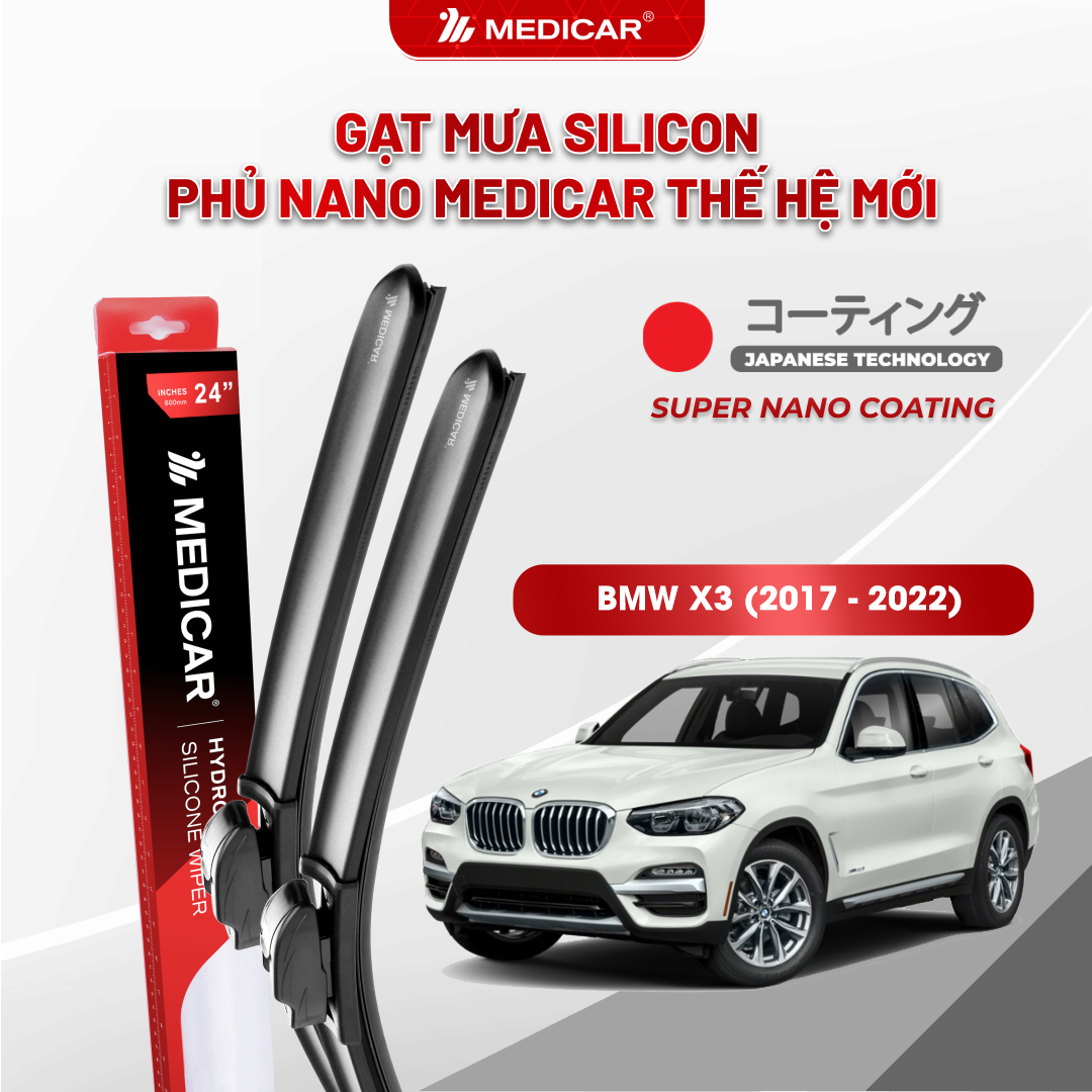 Gạt mưa ô tô Medicar silicon phủ Nano cho xe BMW X3