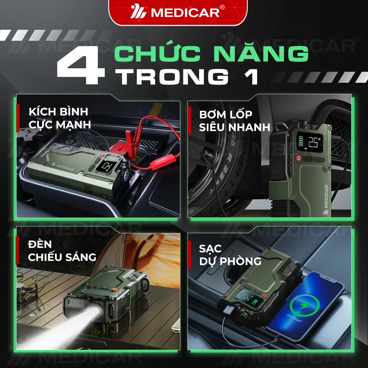 Bơm lốp kích bình PRO V3 20.000mAh Phiên Bản 2025