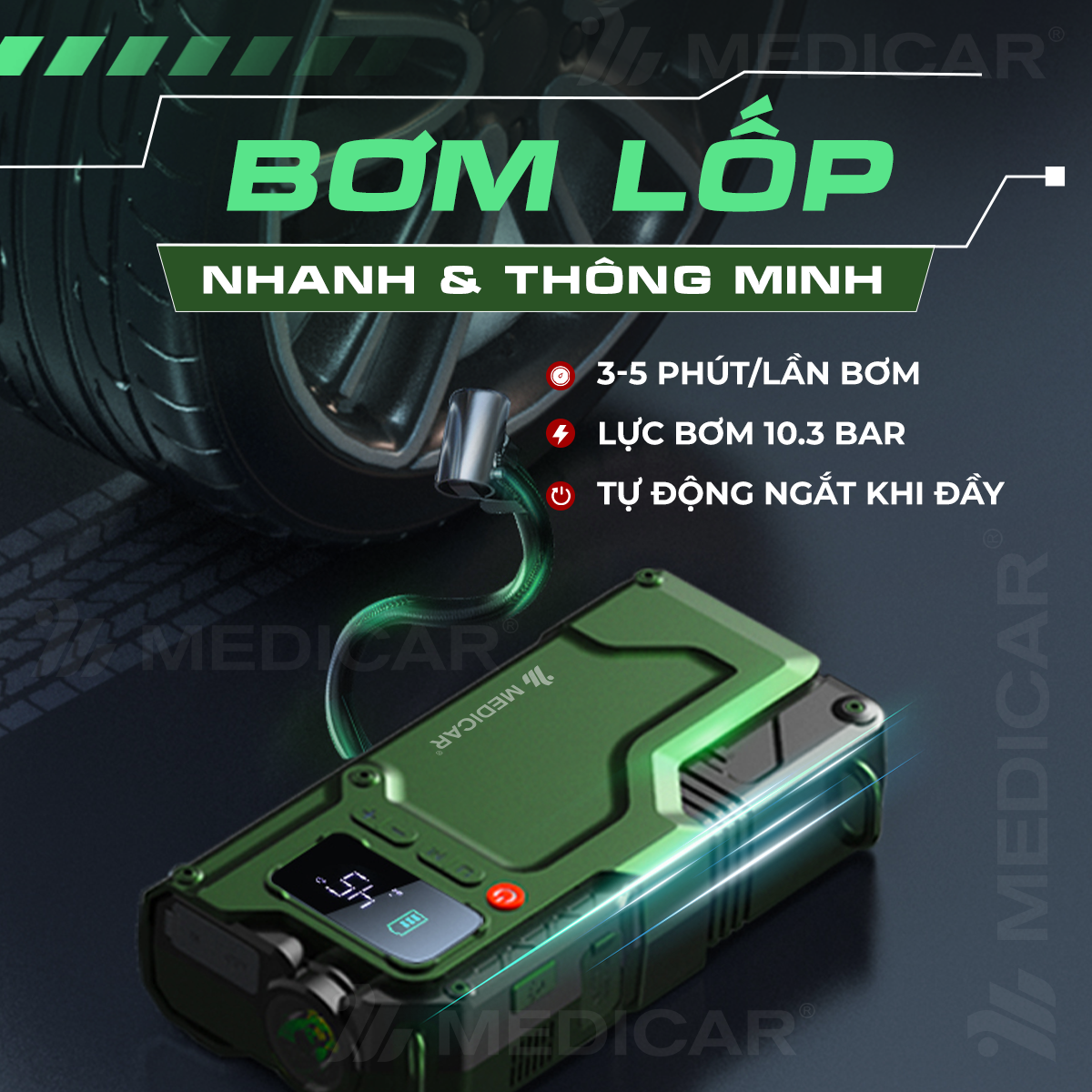 Bơm lốp kích bình PRO V3 20.000mAh Phiên Bản 2025
