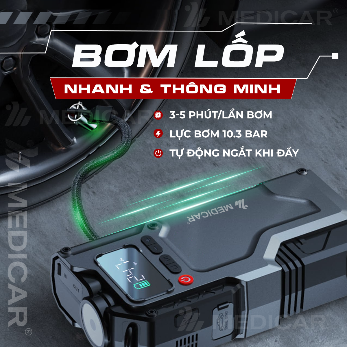Bơm lốp kích bình PRO V3 14.000mAh Phiên bản 2025