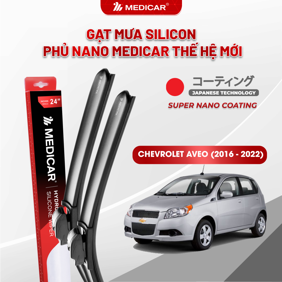 Gạt mưa ô tô Medicar silicon phủ Nano cho xe Chevrolet Aveo