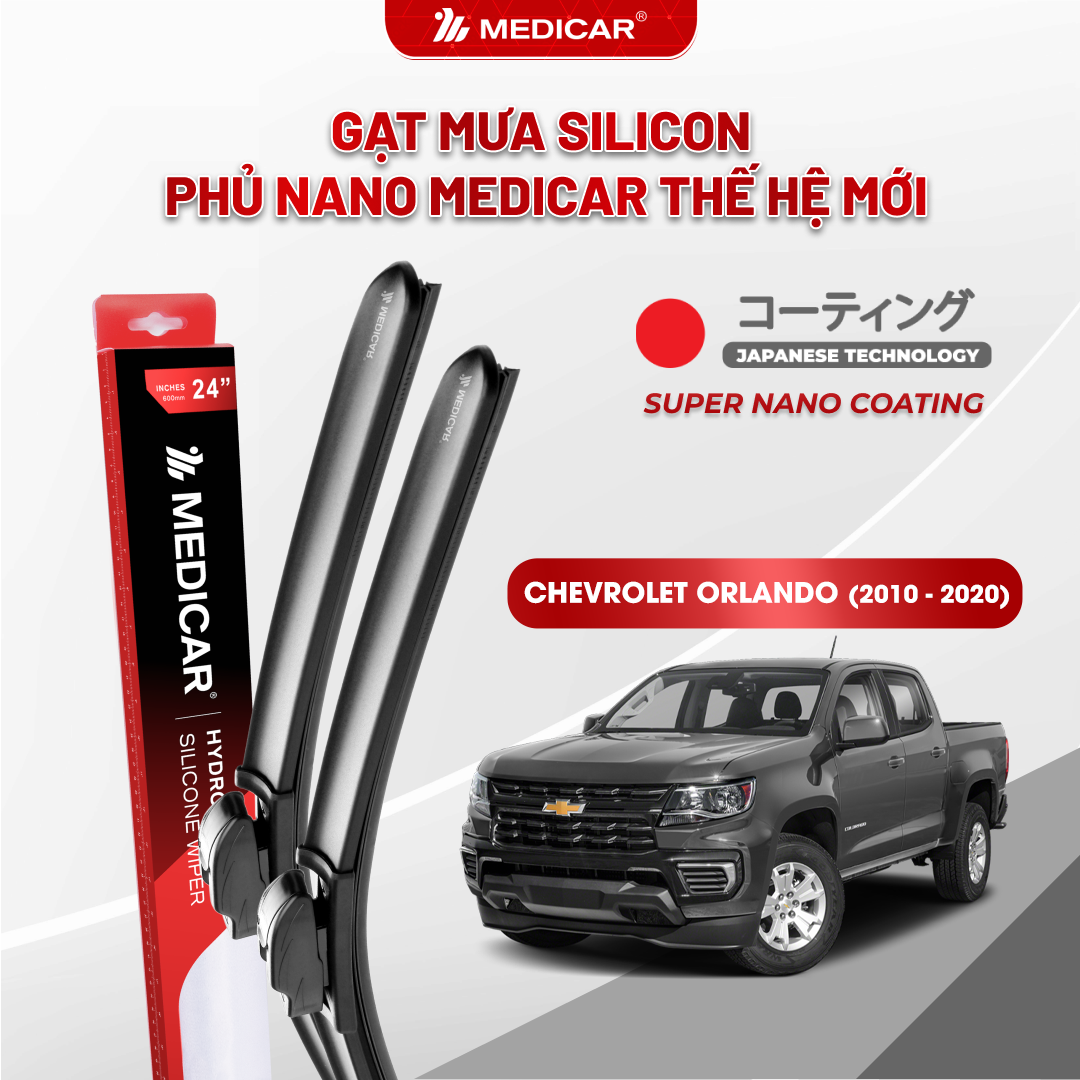 Gạt mưa ô tô Medicar silicon phủ Nano cho xe Chevrolet Orlando