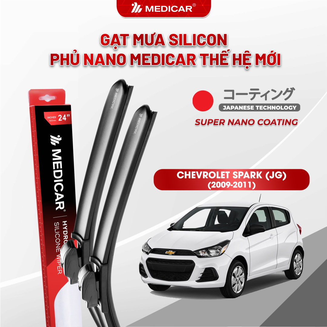 Gạt mưa ô tô Medicar silicon phủ Nano cho xe Chevrolet Spark