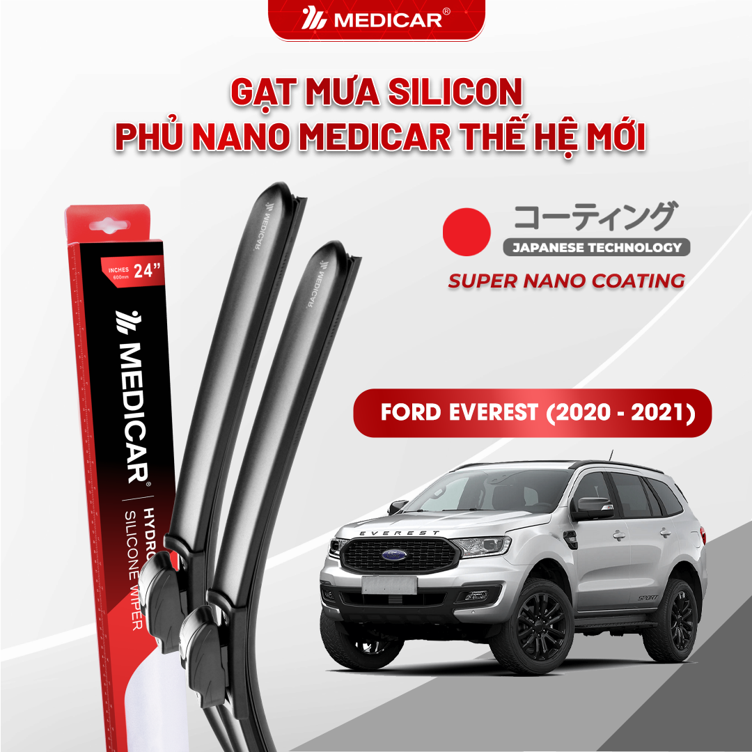 Gạt mưa ô tô Medicar silicon phủ Nano cho xe Ford Everest