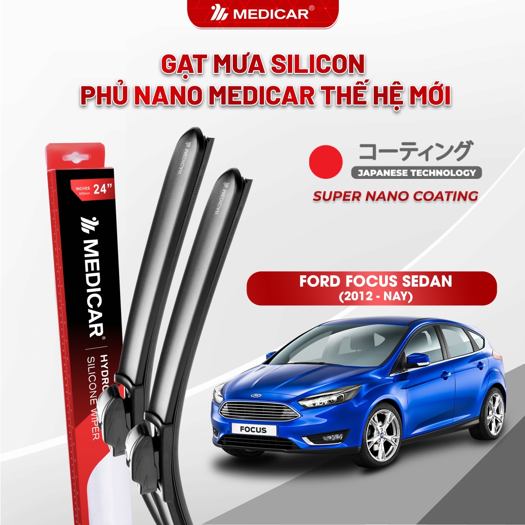 Gạt mưa ô tô Medicar silicon phủ Nano cho xe Ford Focus