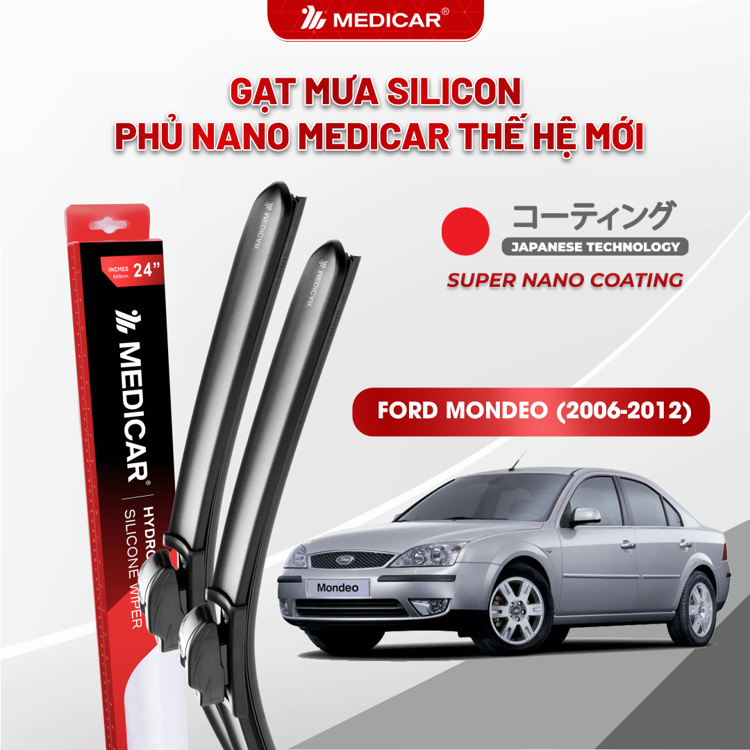 Gạt mưa ô tô Medicar silicon phủ Nano cho xe Ford Mondeo