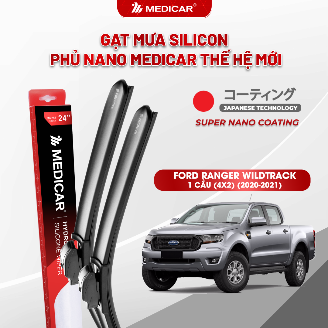 Gạt mưa ô tô Medicar silicon phủ Nano cho xe FORD RANGER WILDTRACK