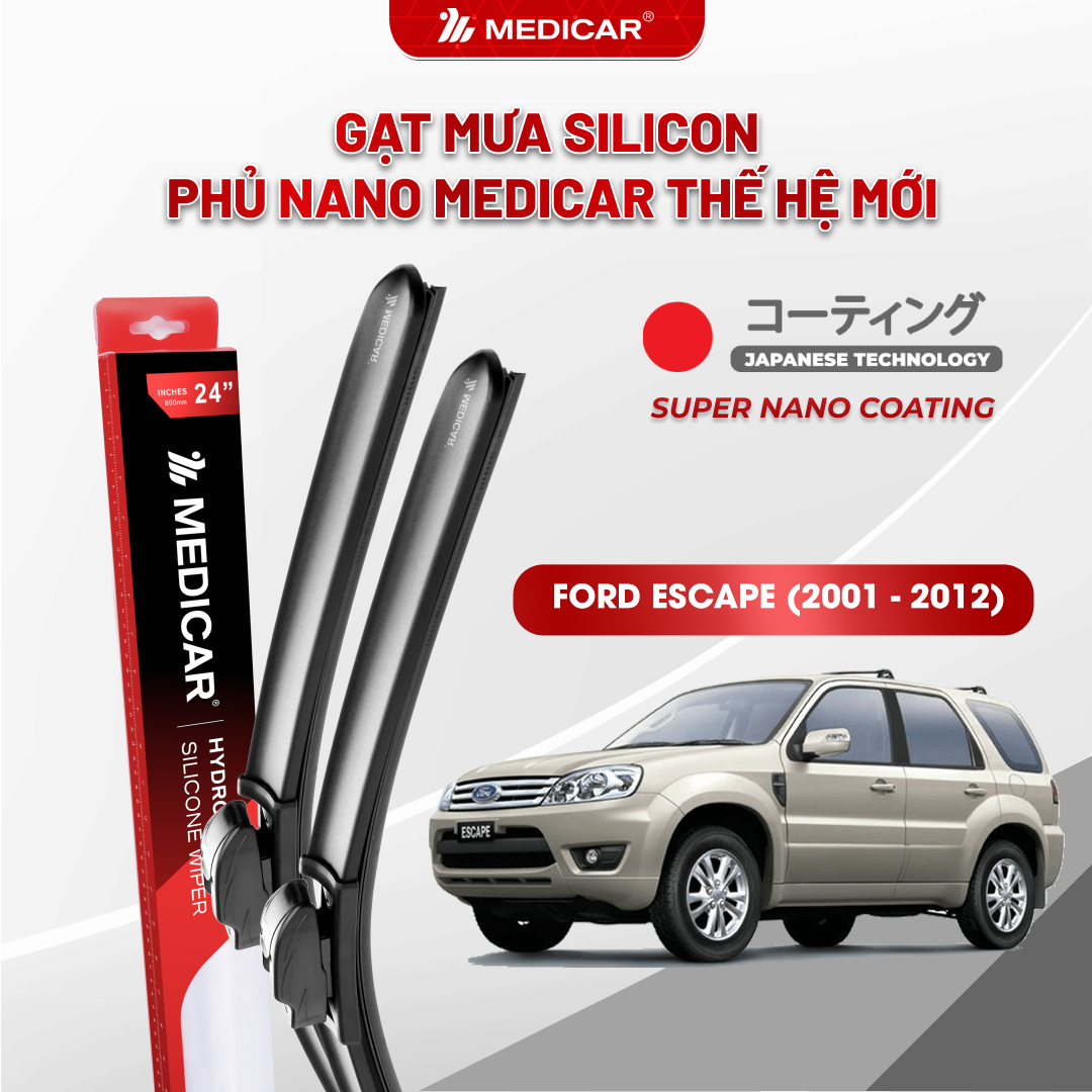 Gạt mưa ô tô Medicar silicon phủ Nano cho xe Ford Escape