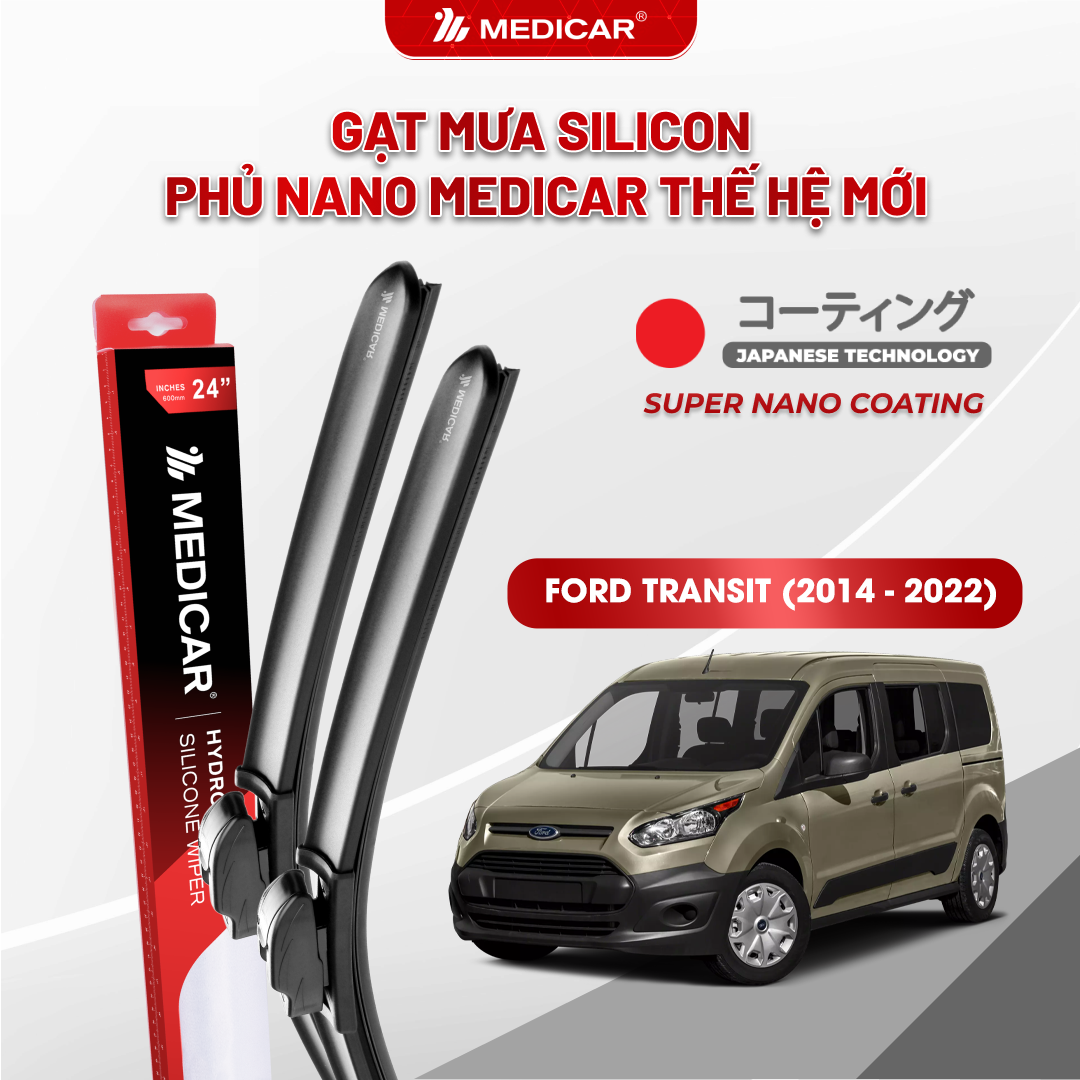 Gạt mưa ô tô Medicar silicon phủ Nano cho xe Ford Transit