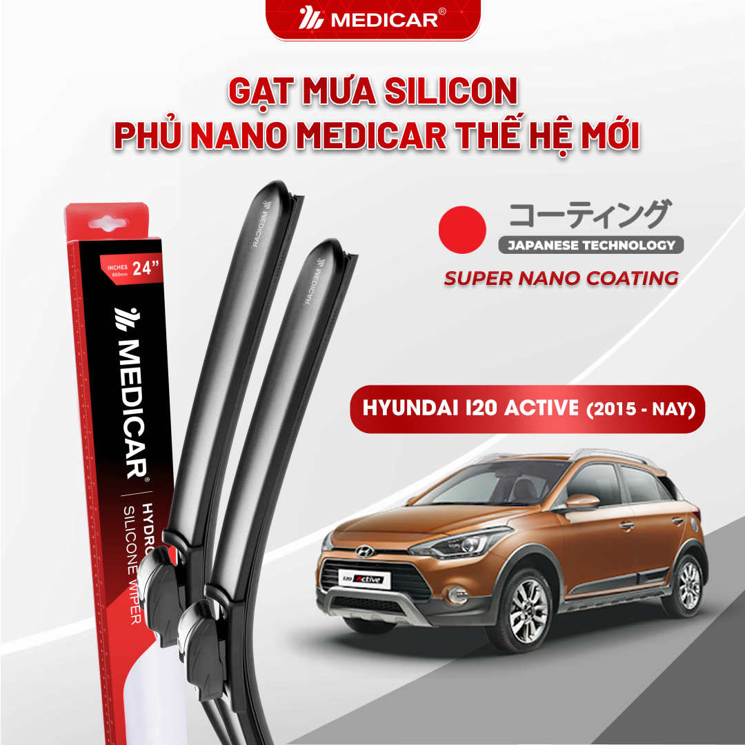 Gạt mưa ô tô Medicar silicon phủ Nano cho xe HYUNDAI I20 ACTIVE