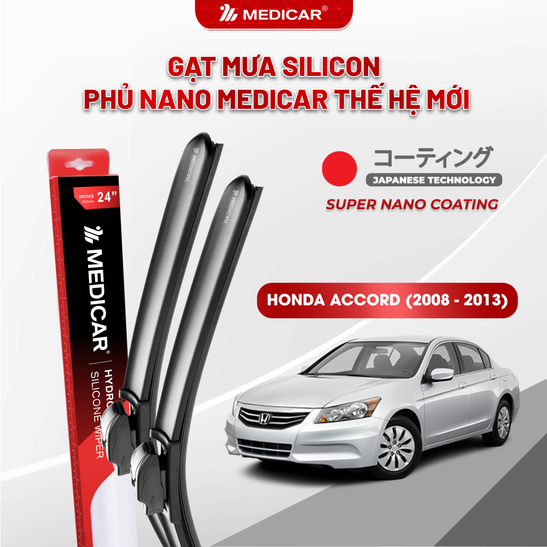 Gạt mưa ô tô Medicar silicon phủ Nano cho xe Honda Accord