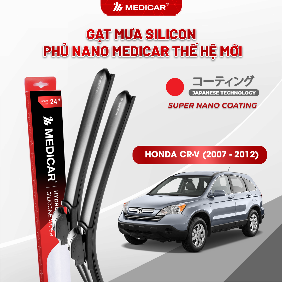 Gạt mưa ô tô Medicar silicon phủ Nano cho xe Honda CR-V