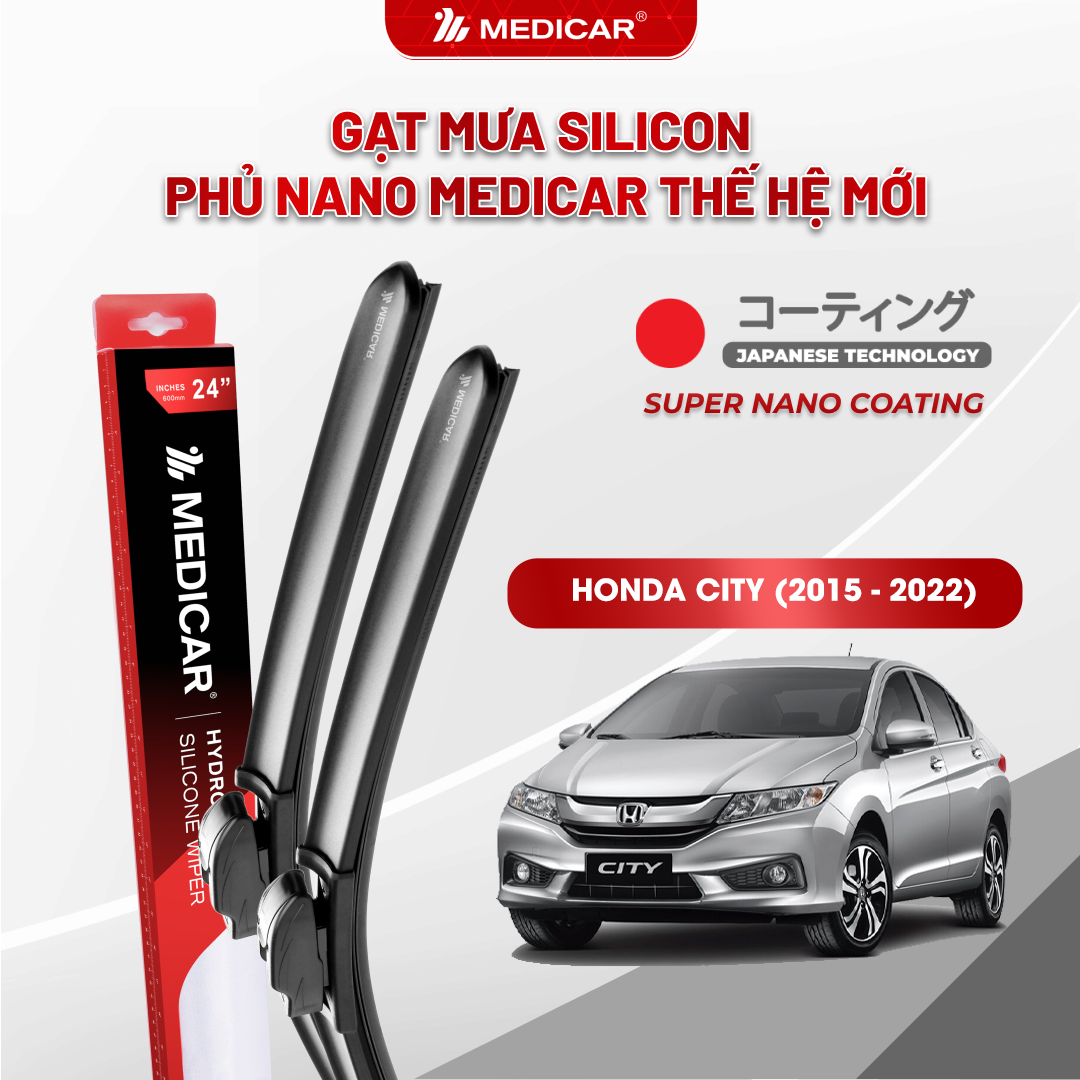 Gạt mưa ô tô Medicar silicon phủ Nano cho xe Honda City