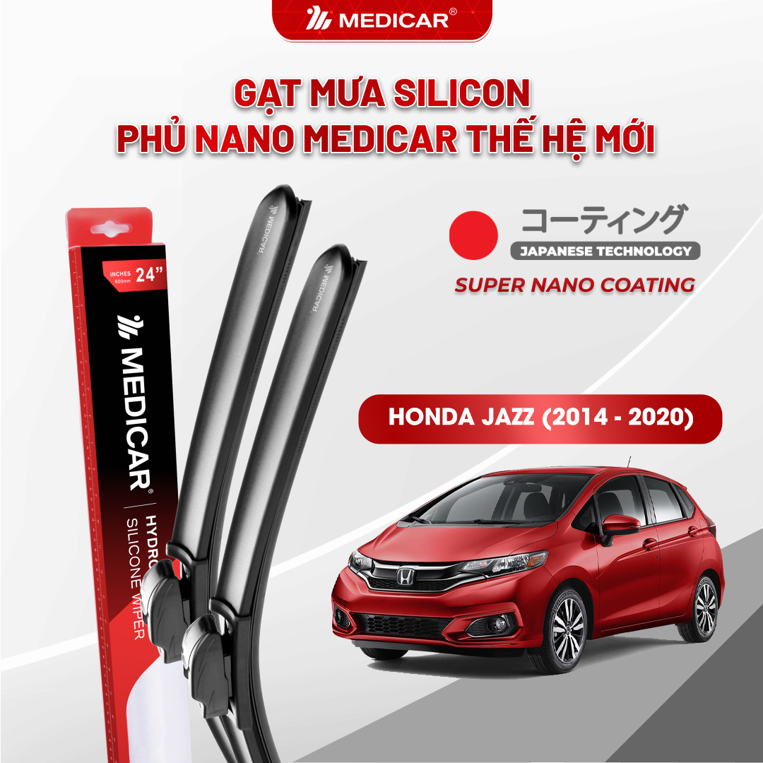 Gạt mưa ô tô Medicar silicon phủ Nano cho xe Honda Jazz