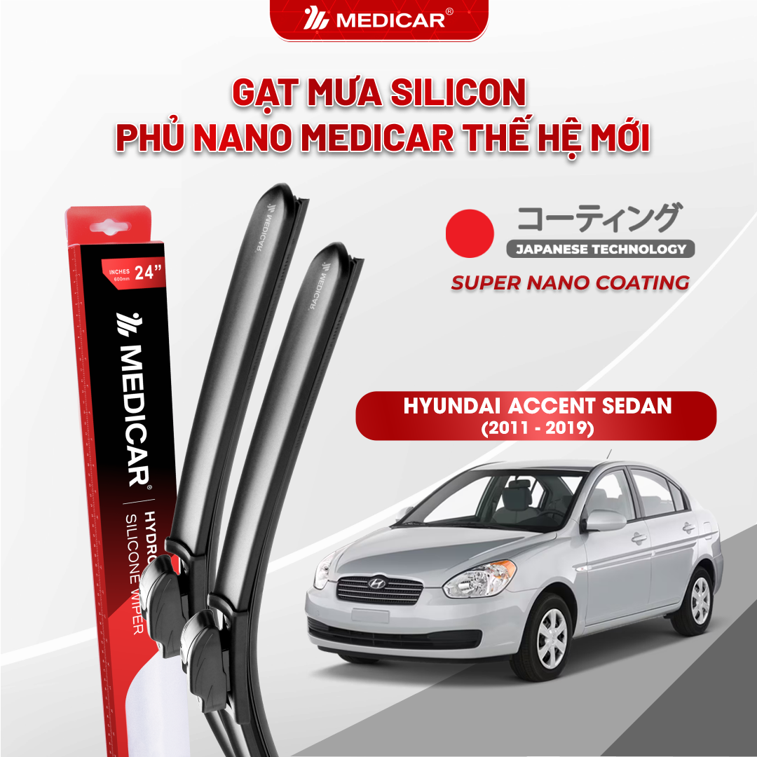 Gạt mưa ô tô Medicar phủ Nano chống bám nước cho xe Hyundai Accent