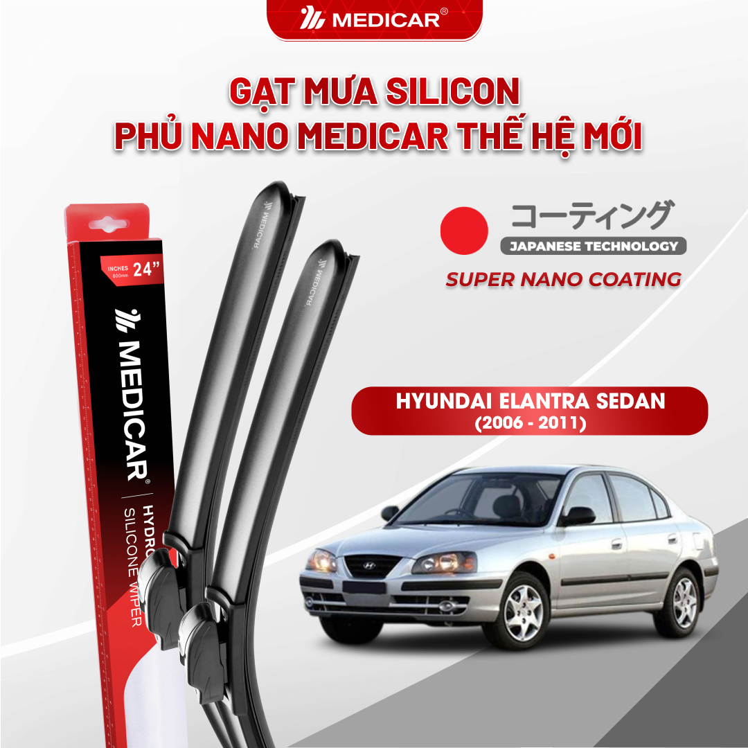 Gạt mưa ô tô Medicar silicon phủ Nano cho xe Hyundai Elantra