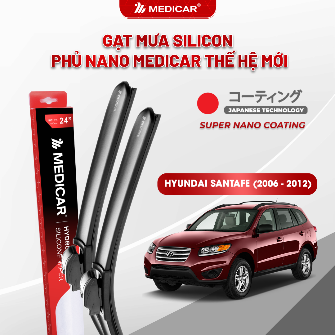 Gạt mưa ô tô Medicar silicon phủ Nano cho xe Hyundai SantaFe