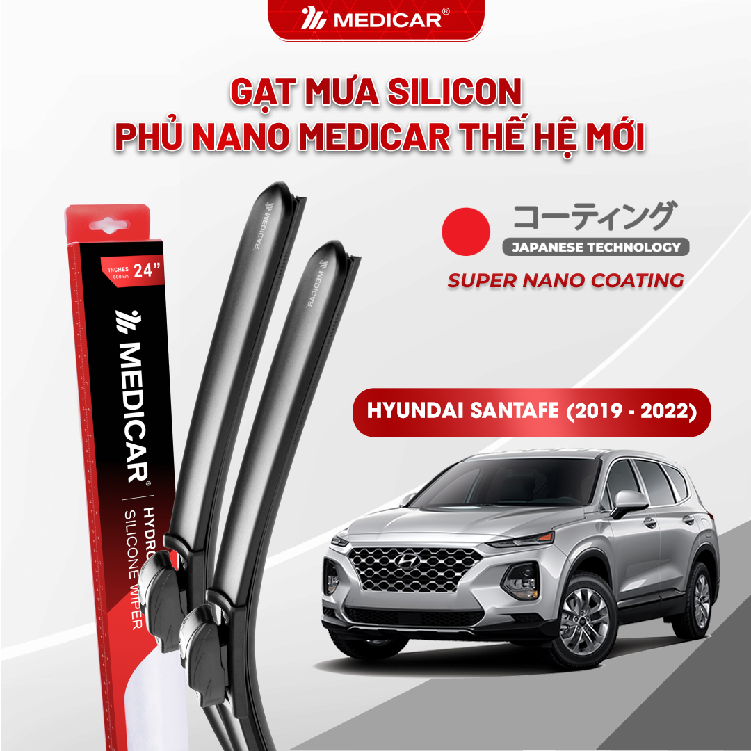 Gạt mưa ô tô Medicar silicon phủ Nano cho xe Hyundai SantaFe