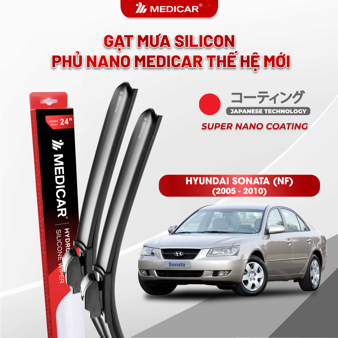 Gạt mưa ô tô Medicar silicon phủ Nano cho xe Hyundai Sonata