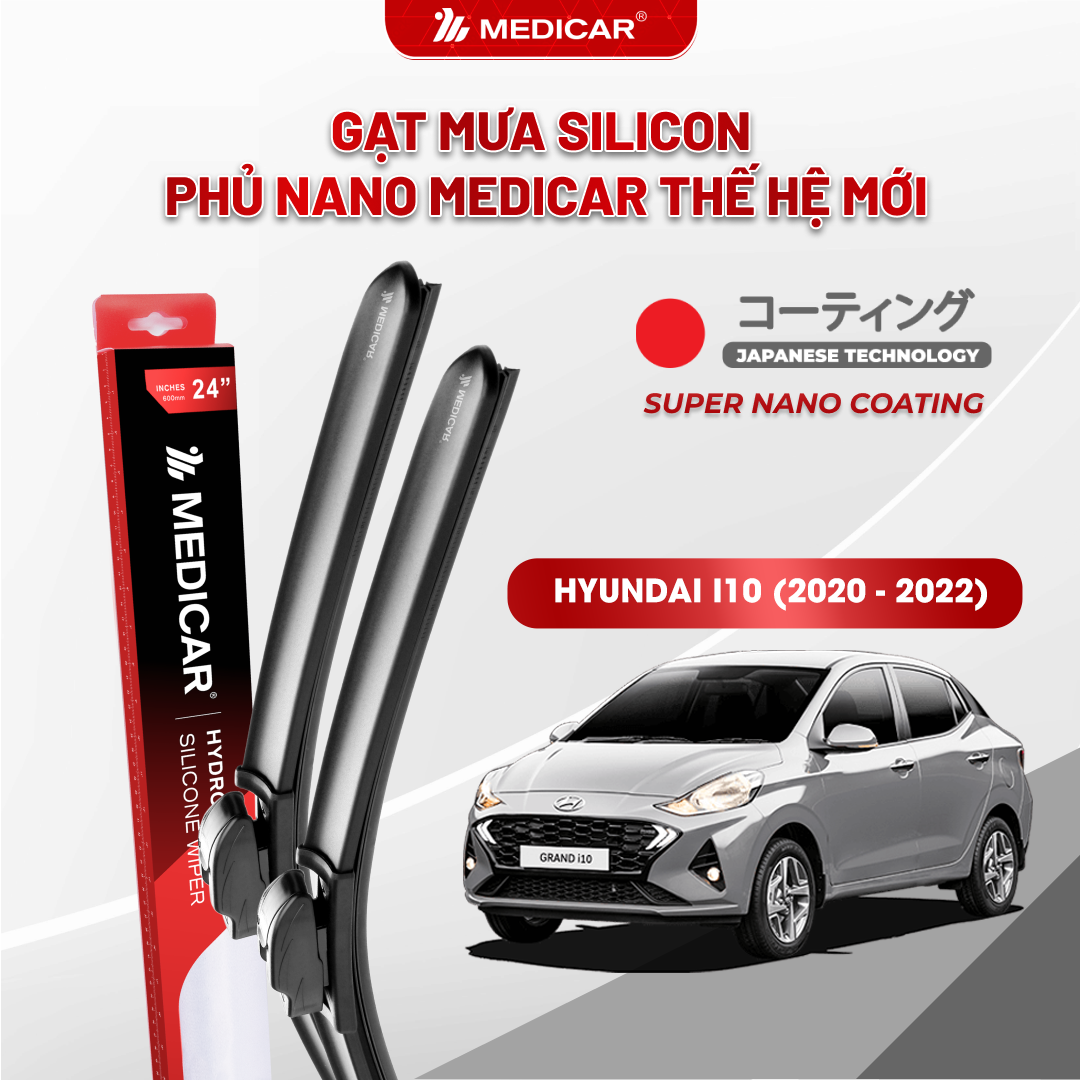 Gạt mưa ô tô Medicar silicon phủ Nano cho xe Hyundai i10