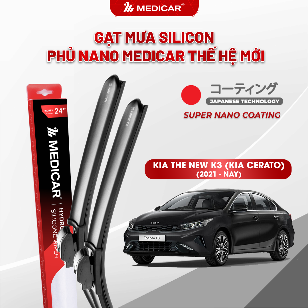 Gạt mưa ô tô Medicar silicon phủ Nano cho xe KIA THE NEW K3 ( KIA CERATO)