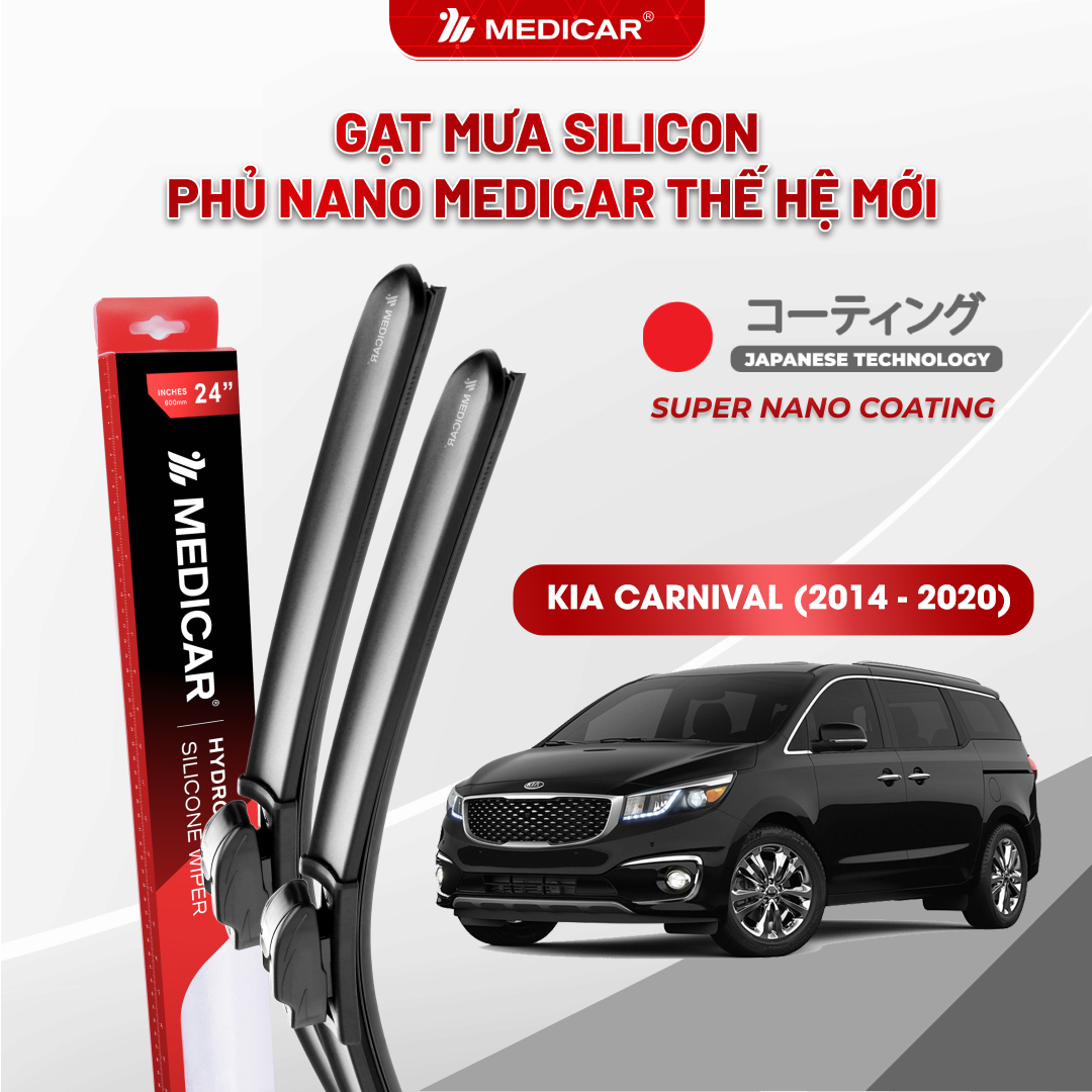 Gạt mưa ô tô Medicar silicon phủ Nano cho xe Kia Carnival