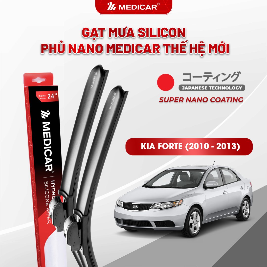 Gạt mưa ô tô Medicar silicon phủ Nano cho xe Kia Forte