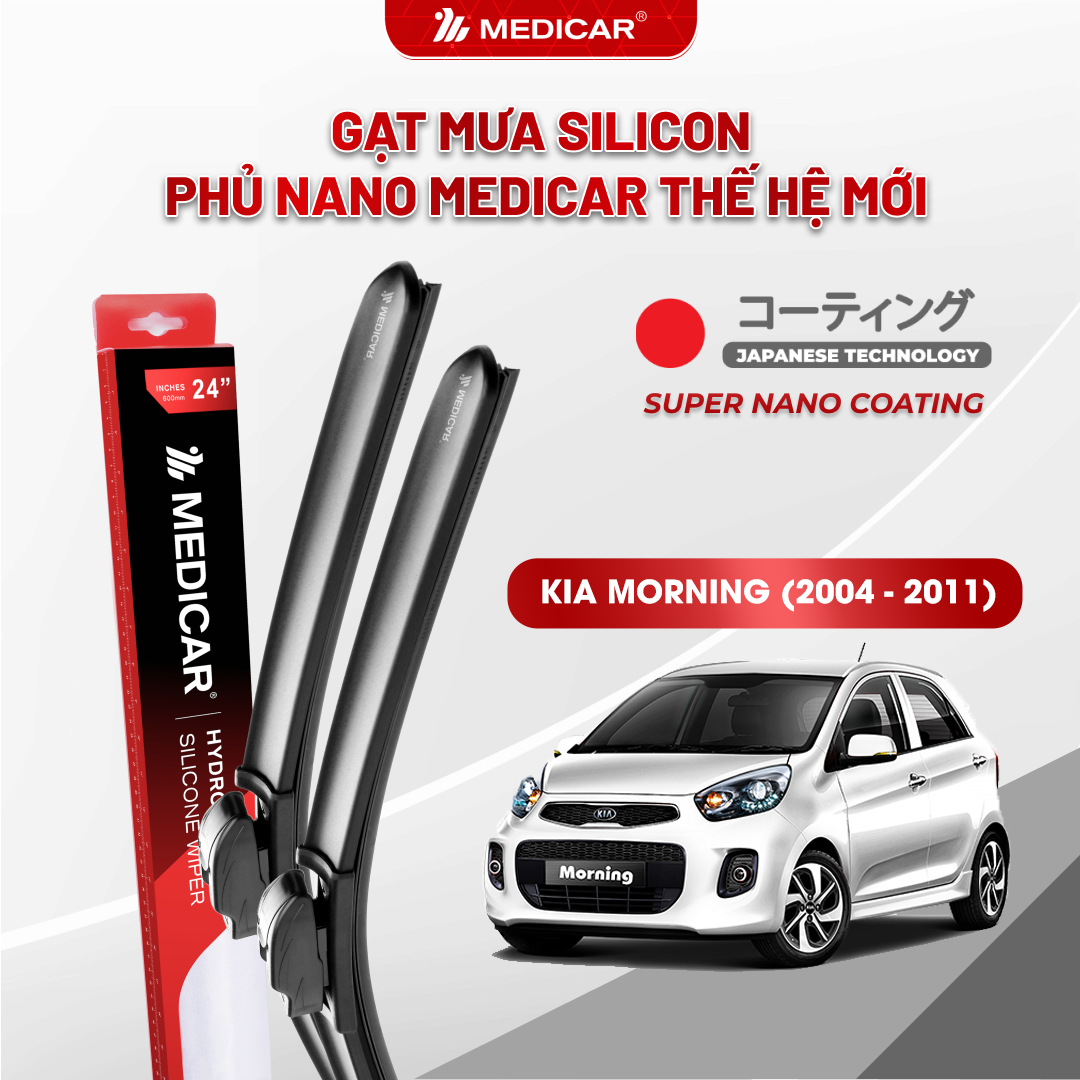 Gạt mưa ô tô Medicar silicon phủ Nano cho xe Kia Morning