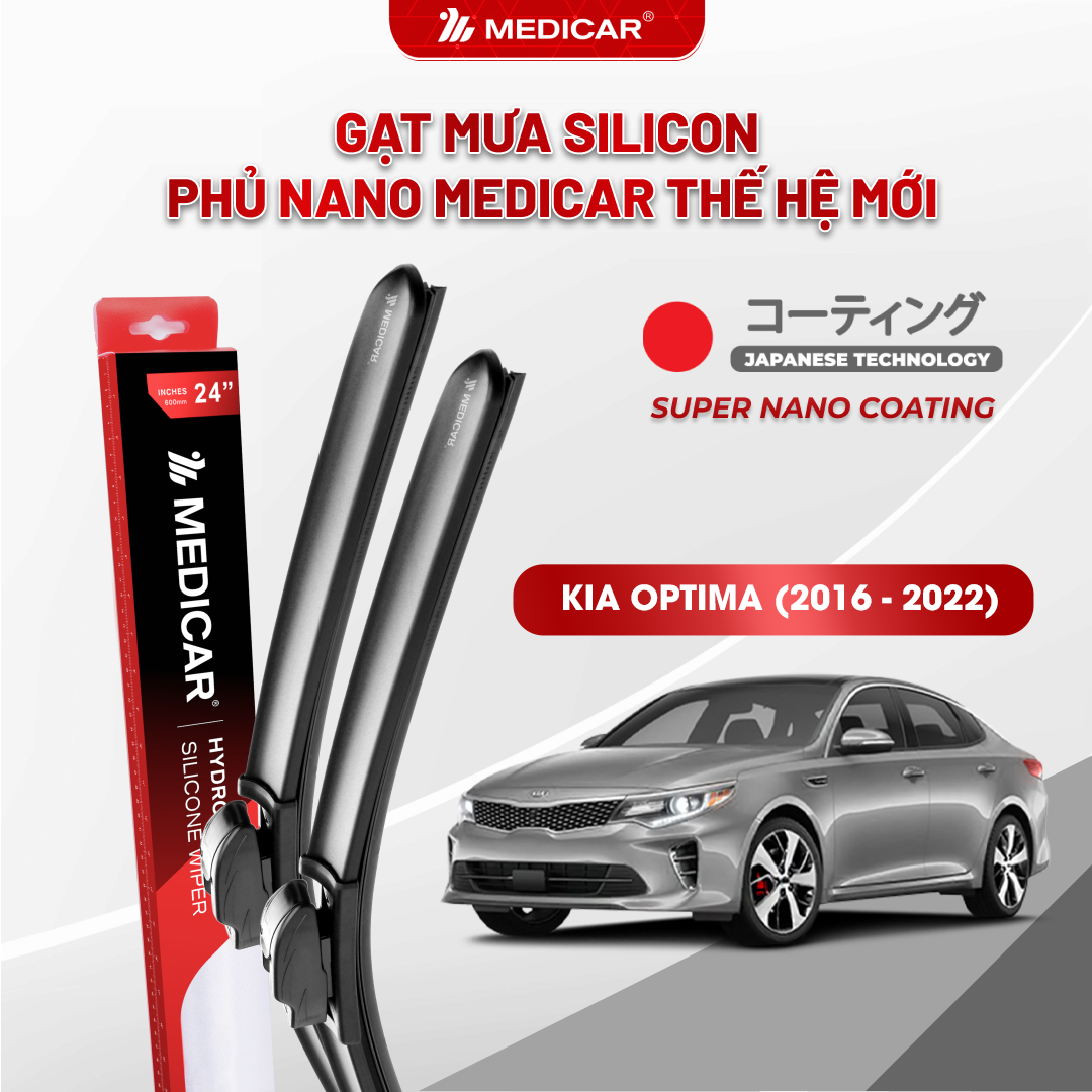 Gạt mưa ô tô Medicar silicon phủ Nano cho xe Kia Optima