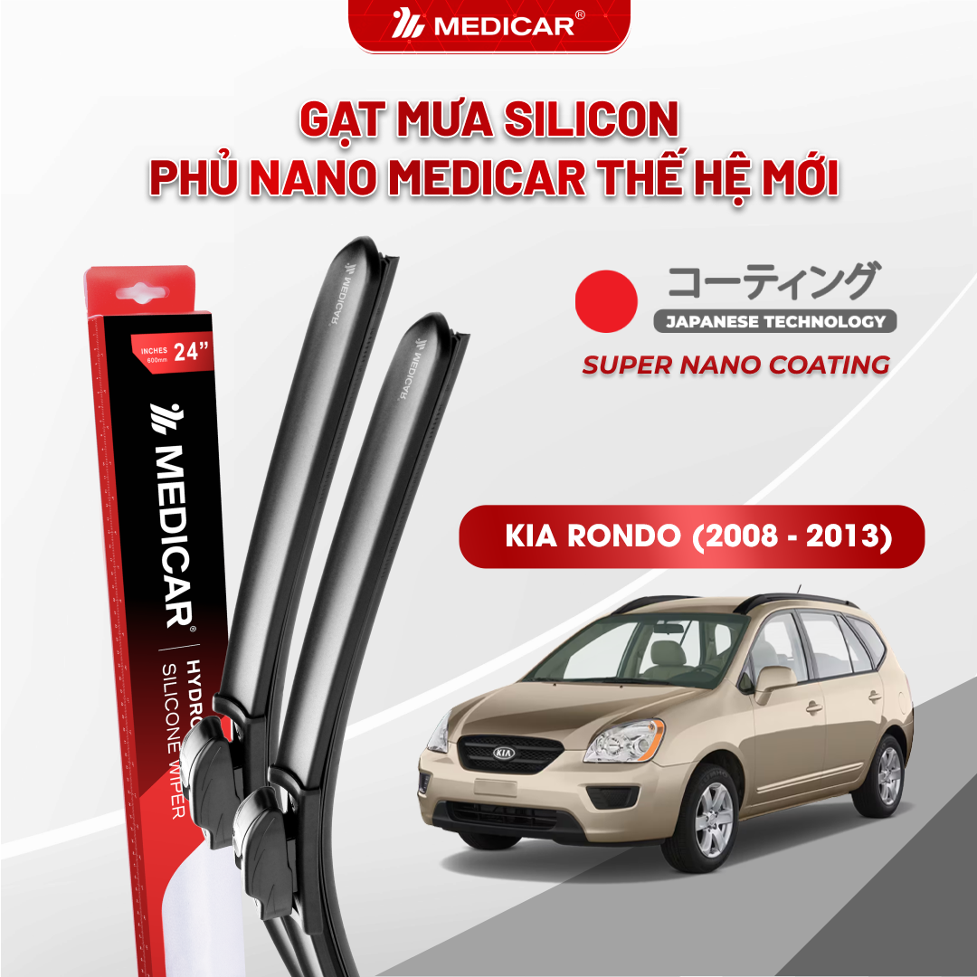 Gạt mưa ô tô Medicar silicon phủ Nano cho xe Kia Rondo