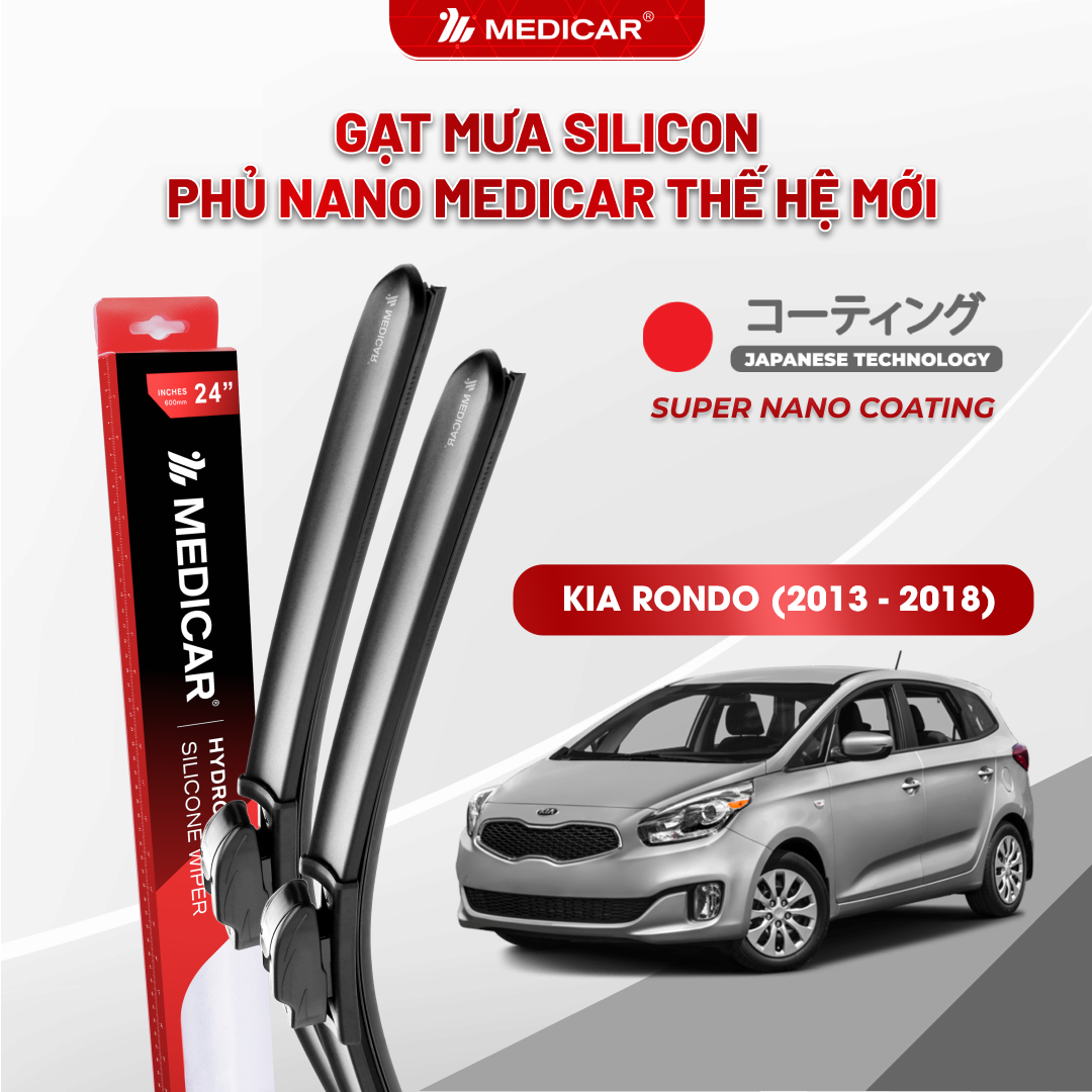 Gạt mưa ô tô Medicar silicon phủ Nano cho xe Kia Rondo