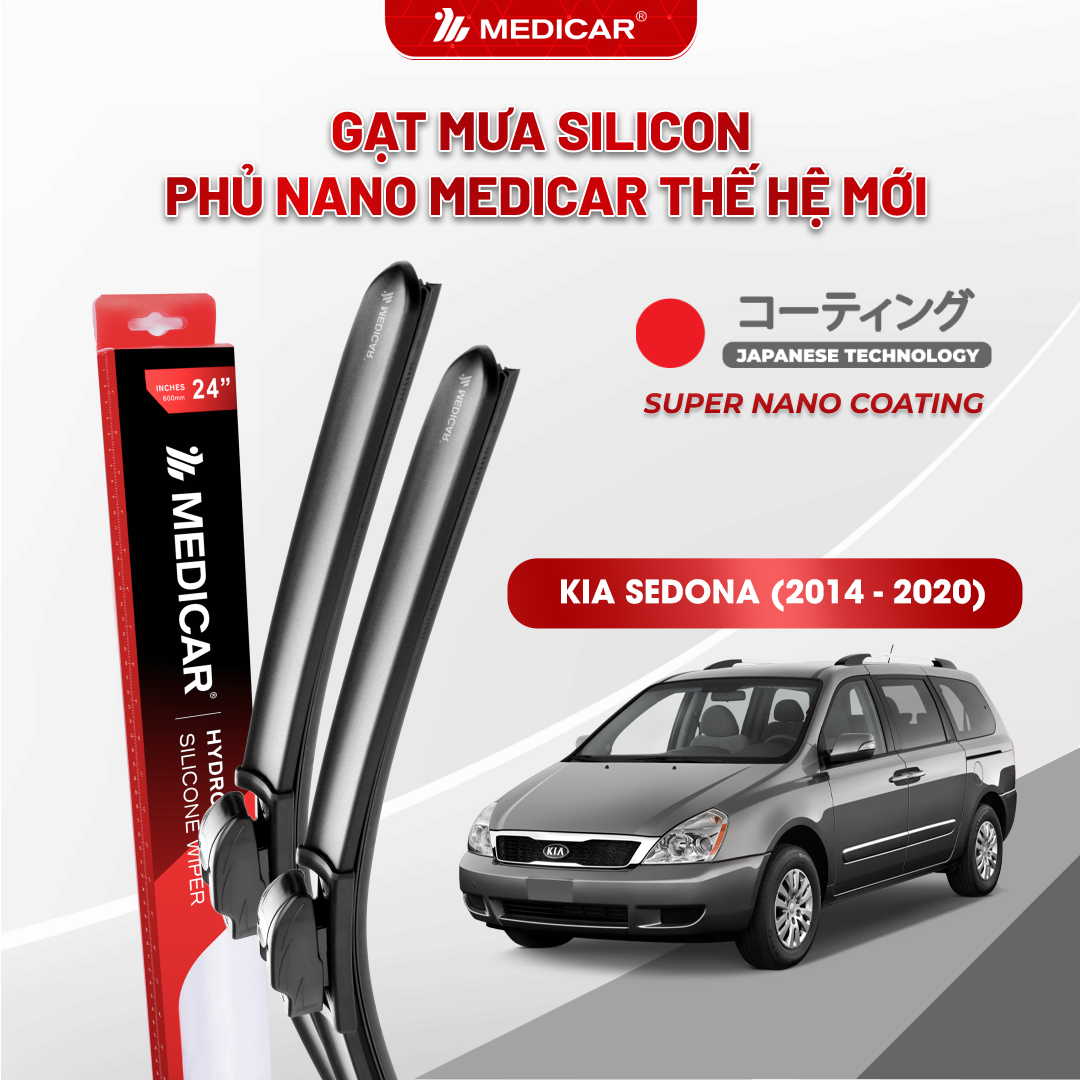 Gạt mưa ô tô Medicar silicon phủ Nano cho xe Kia Sedona