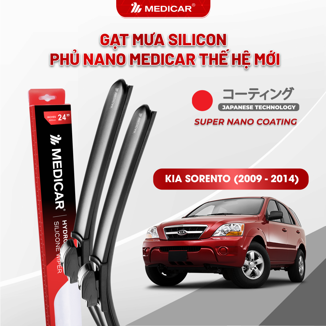 Gạt mưa ô tô Medicar silicon phủ Nano cho xe Kia Sorento