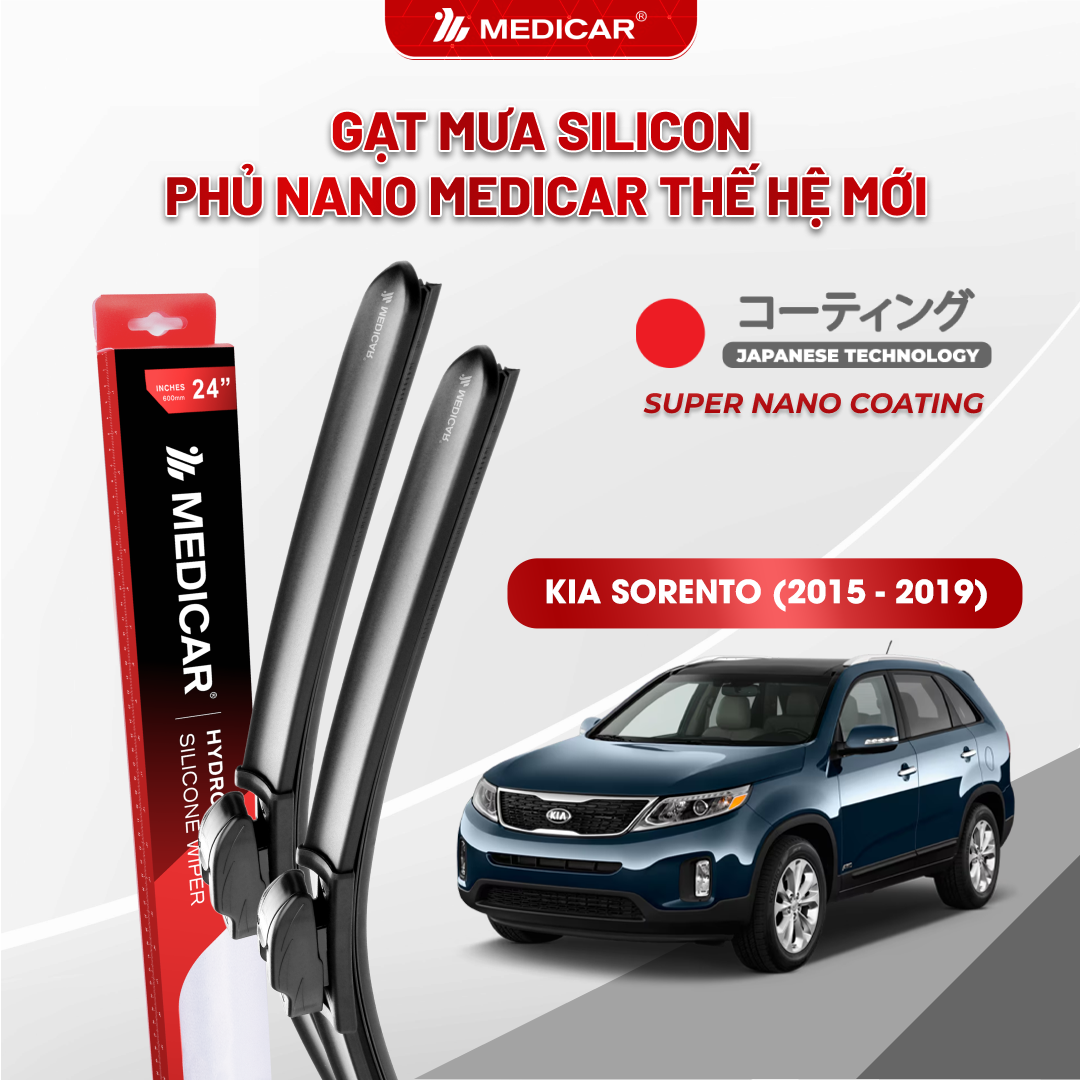 Gạt mưa ô tô Medicar silicon phủ Nano cho xe Kia Sorento