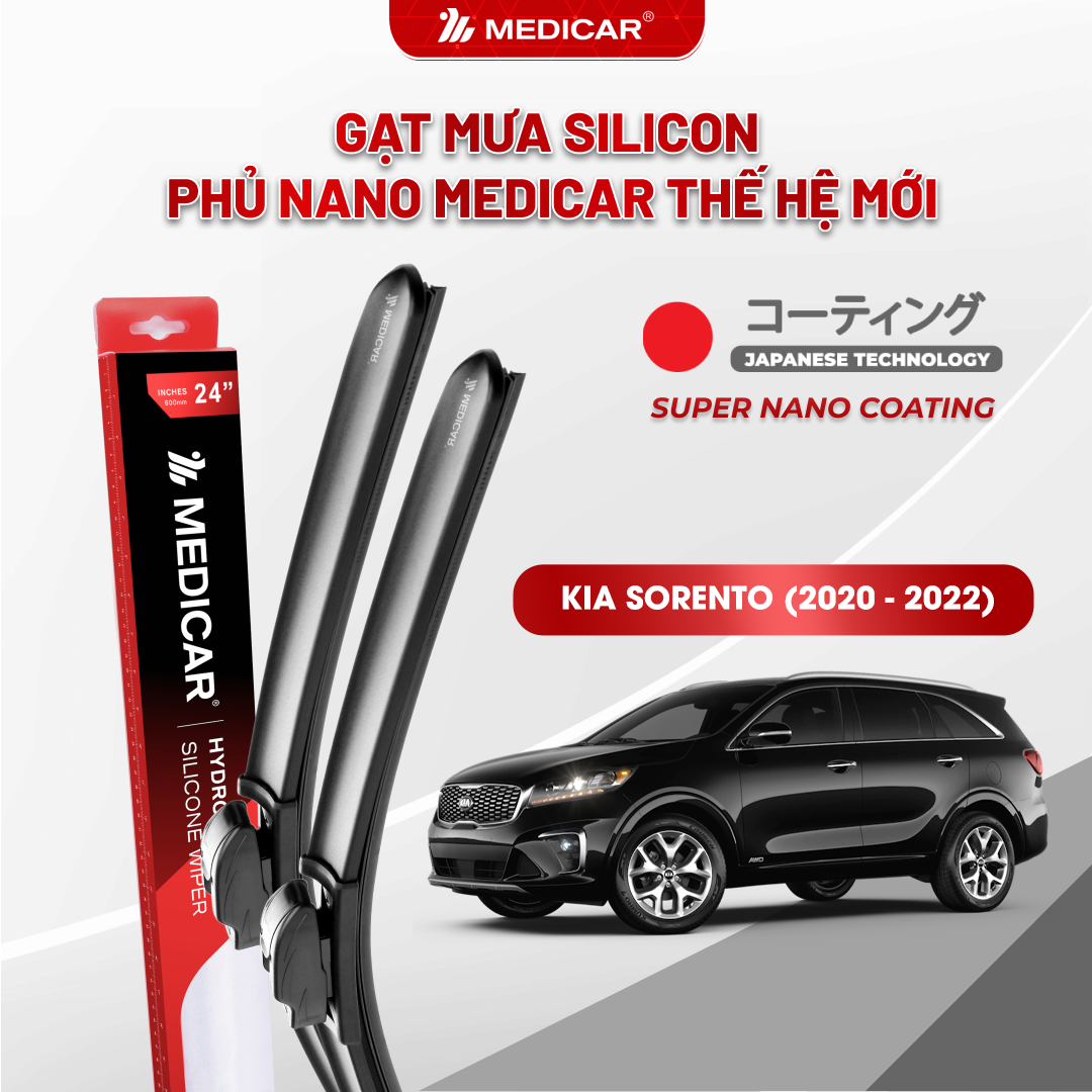 Gạt mưa ô tô Medicar silicon phủ Nano cho xe Kia Sorento