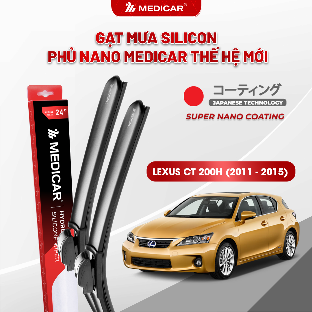 Gạt mưa ô tô Medicar silicon phủ Nano cho xe Lexus CT