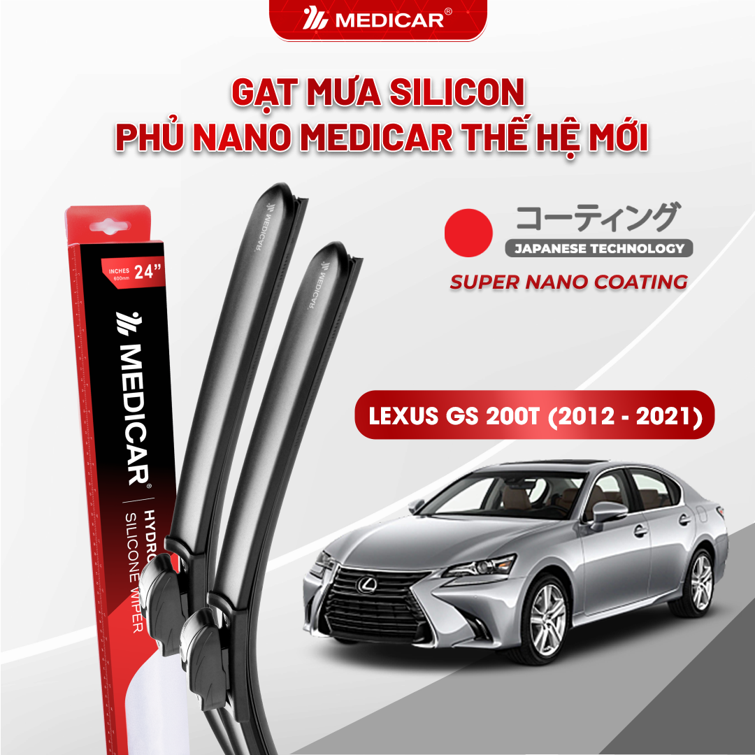 Gạt mưa ô tô Medicar silicon phủ Nano cho xe Lexus GS