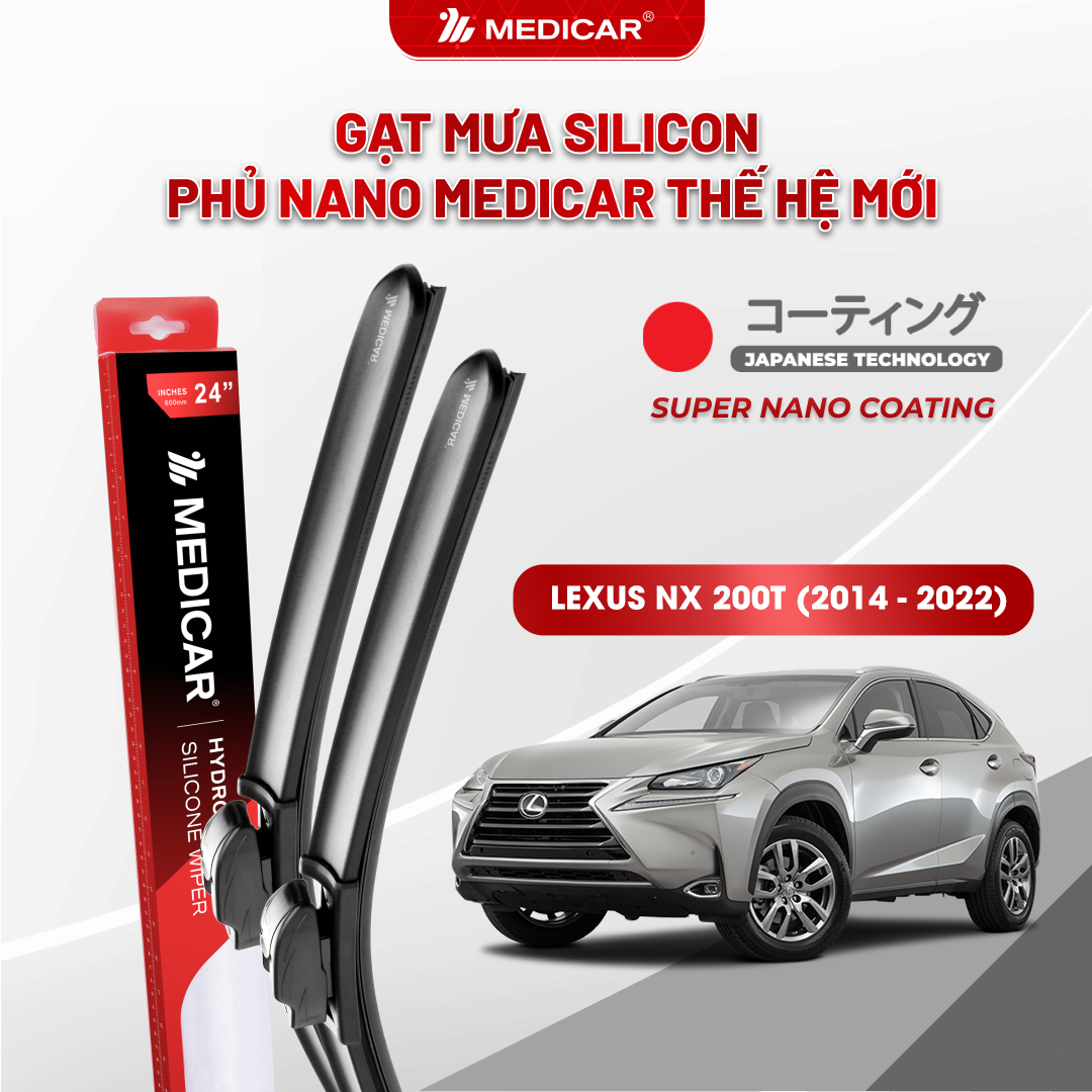 Gạt mưa ô tô Medicar silicon phủ Nano cho xe Lexus NX