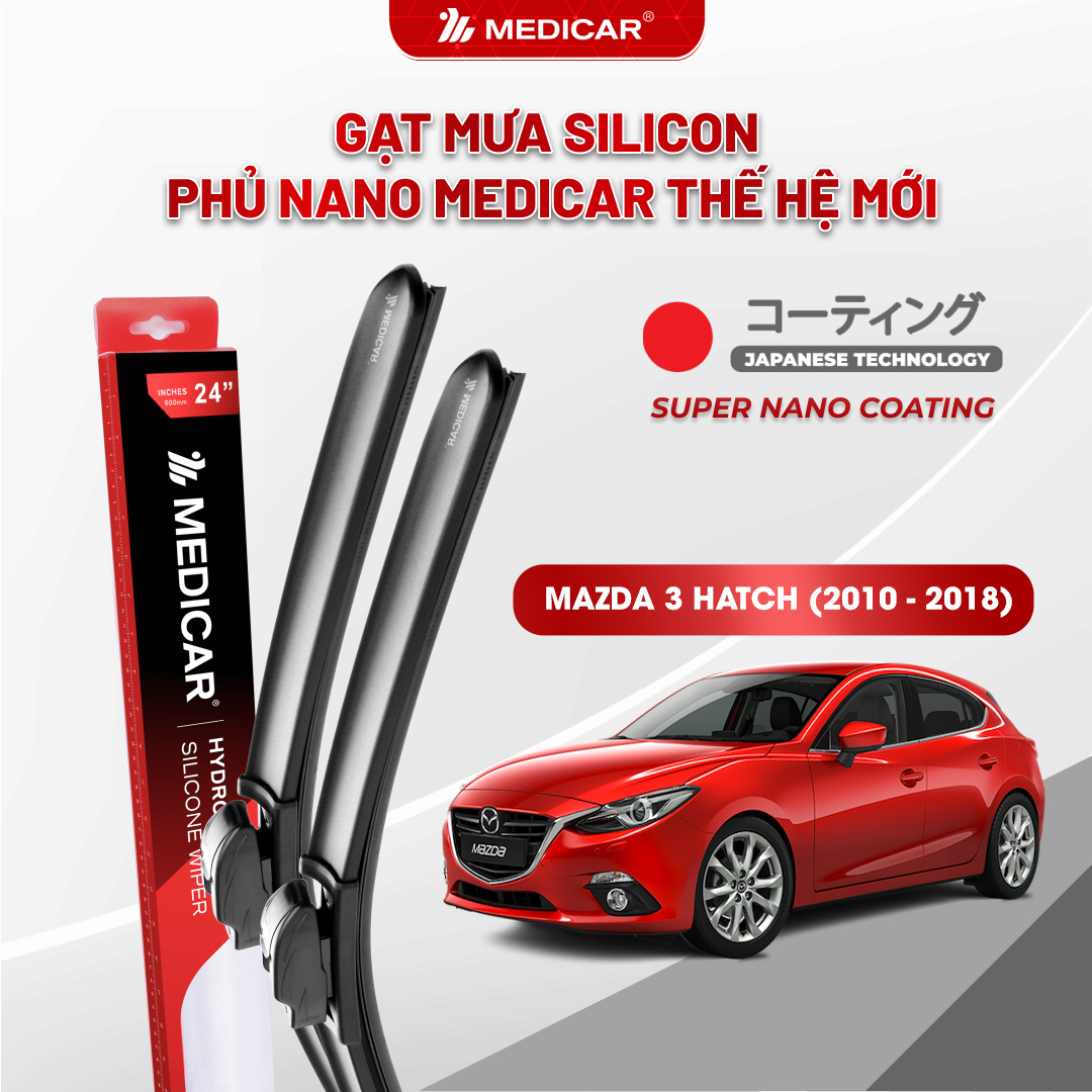 Gạt mưa ô tô Medicar silicon phủ Nano cho xe Mazda 3