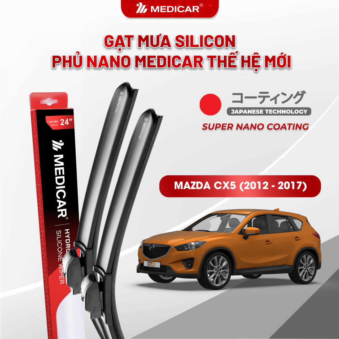 Gạt mưa ô tô Medicar silicon phủ Nano cho xe Mazda CX5